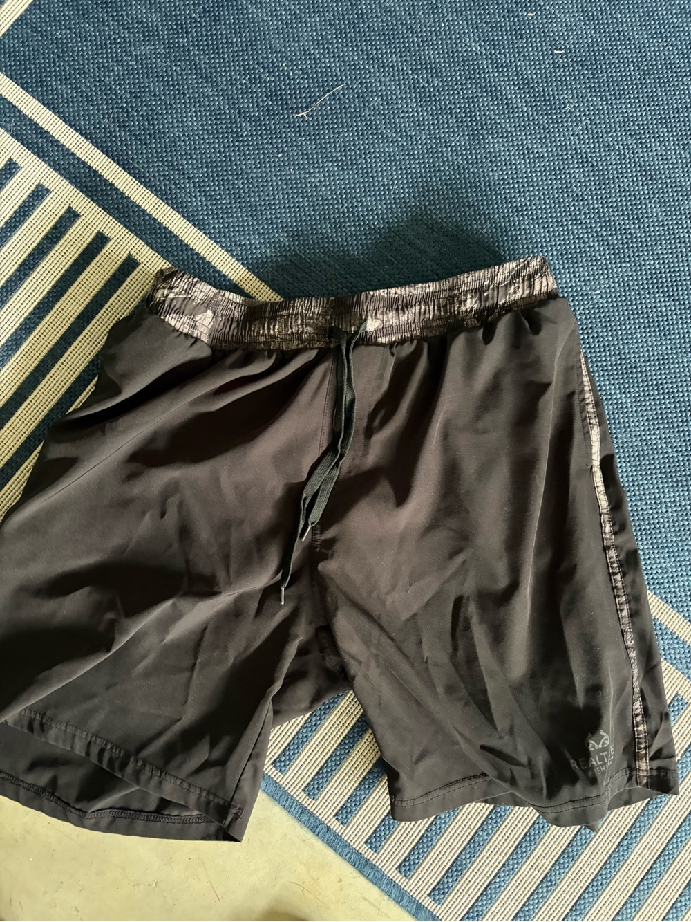 Men's Real Tree Black Swim Shorts - Elastic Waist with Drawstring